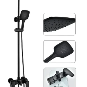 Душевой гарнитур со смесителем 80/131x45см SWES RINGO SD2723-BL, черны