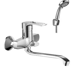 Смеситель для ванны Rossinka T40-34,одноручный, S-образный излив 350мм