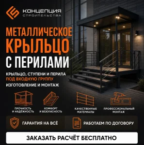 Металлическое крыльцо с перилами во Владивостоке